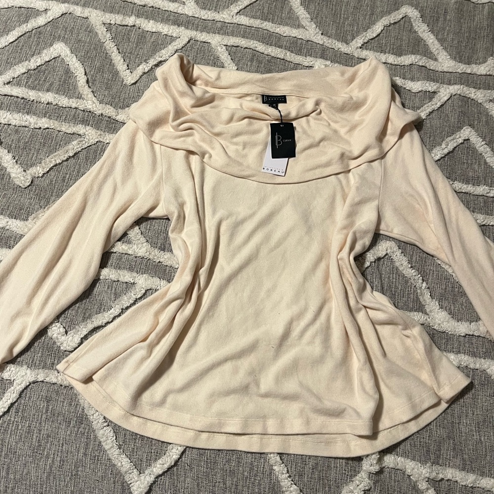 Bobeau Cream Off-the-Shoulder Sweater